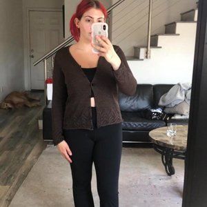 Oscar by Oscar de la Renta Brown Cardigan Size M